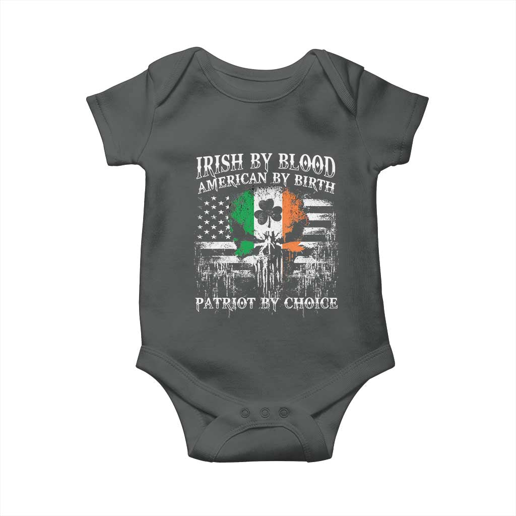 Irish American Baby Onesie Irish By Blood American By Birth Patriot By Choice TS09 Dark Heather Print Your Wear