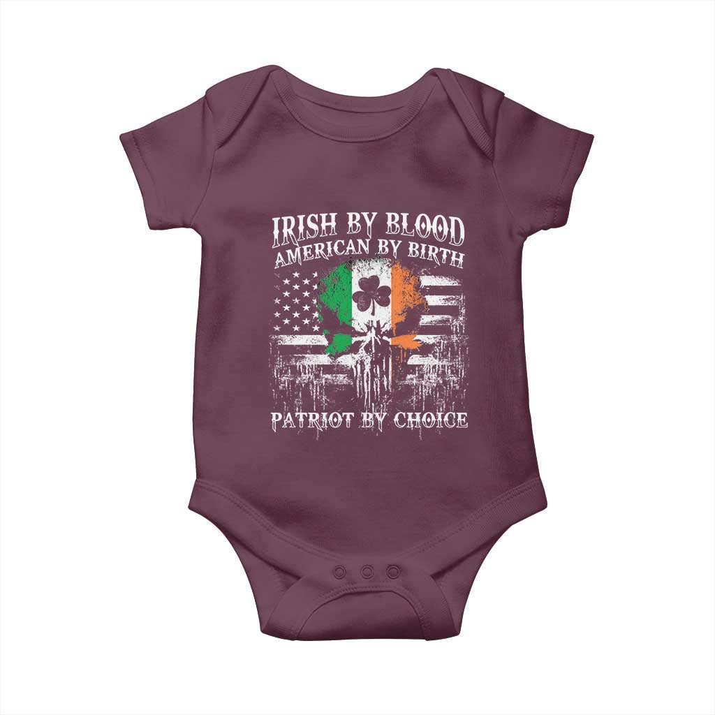 Irish American Baby Onesie Irish By Blood American By Birth Patriot By Choice TS09 Maroon Print Your Wear