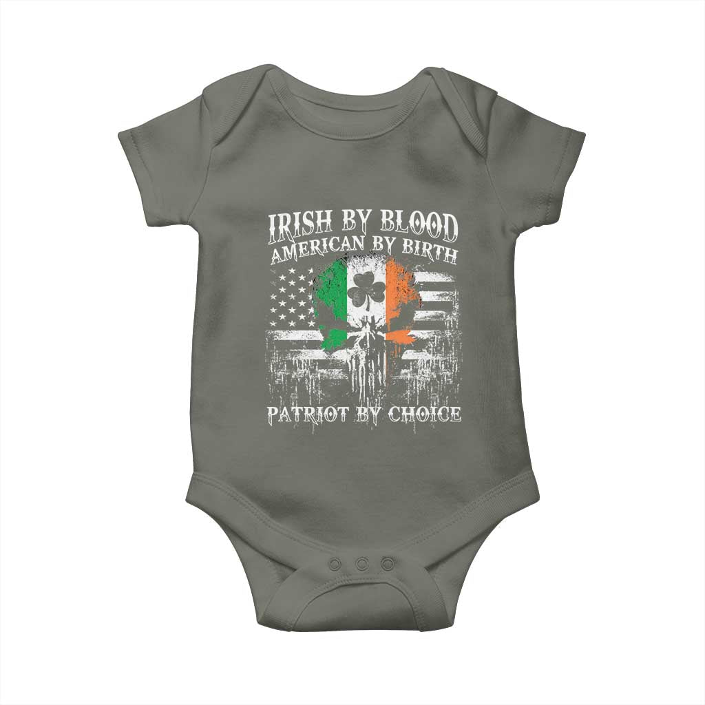 Irish American Baby Onesie Irish By Blood American By Birth Patriot By Choice TS09 Military Green Print Your Wear