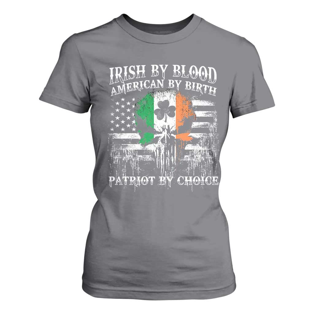 Irish American T Shirt For Women Irish By Blood American By Birth Patriot By Choice TS09 Charcoal Print Your Wear