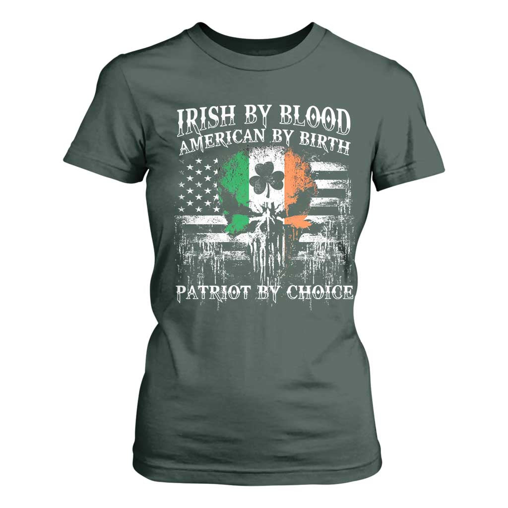 Irish American T Shirt For Women Irish By Blood American By Birth Patriot By Choice TS09 Dark Forest Green Print Your Wear