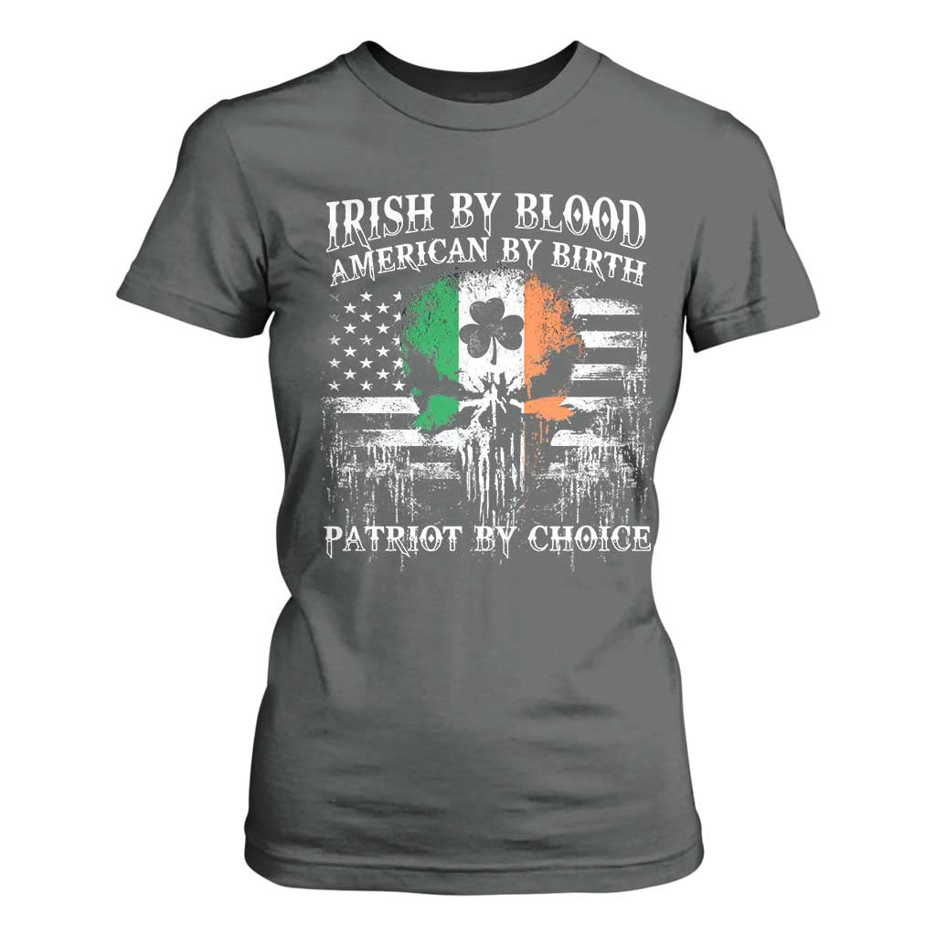 Irish American T Shirt For Women Irish By Blood American By Birth Patriot By Choice TS09 Dark Heather Print Your Wear