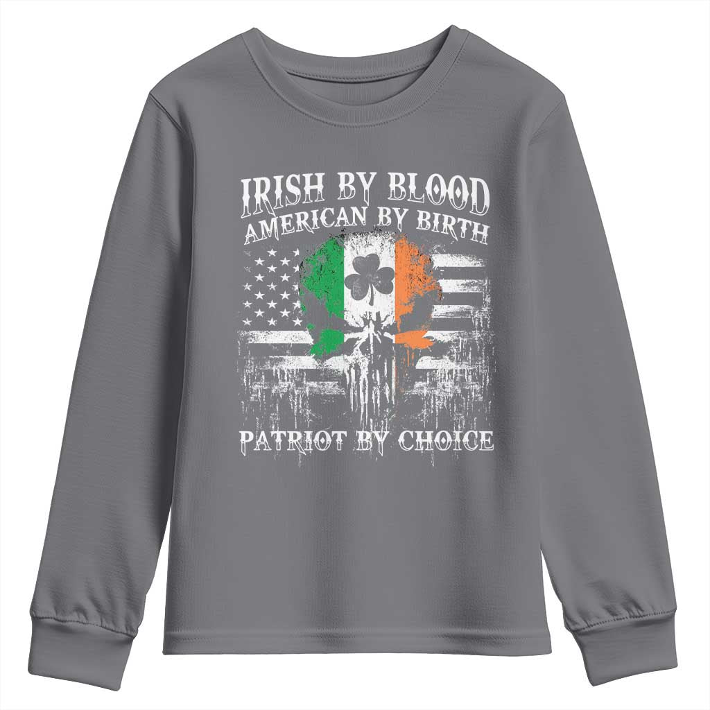 Irish American Youth Sweatshirt Irish By Blood American By Birth Patriot By Choice TS09 Charcoal Print Your Wear