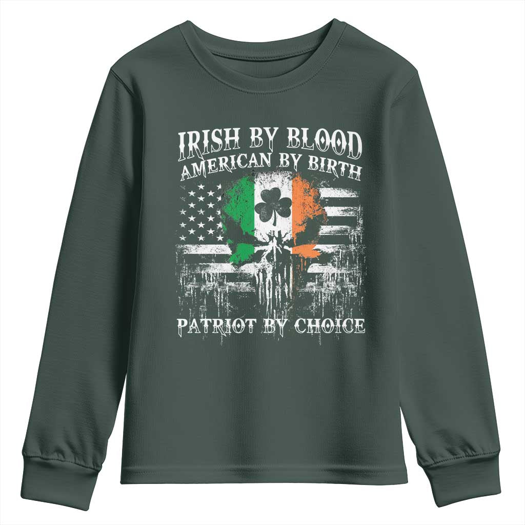 Irish American Youth Sweatshirt Irish By Blood American By Birth Patriot By Choice TS09 Dark Forest Green Print Your Wear