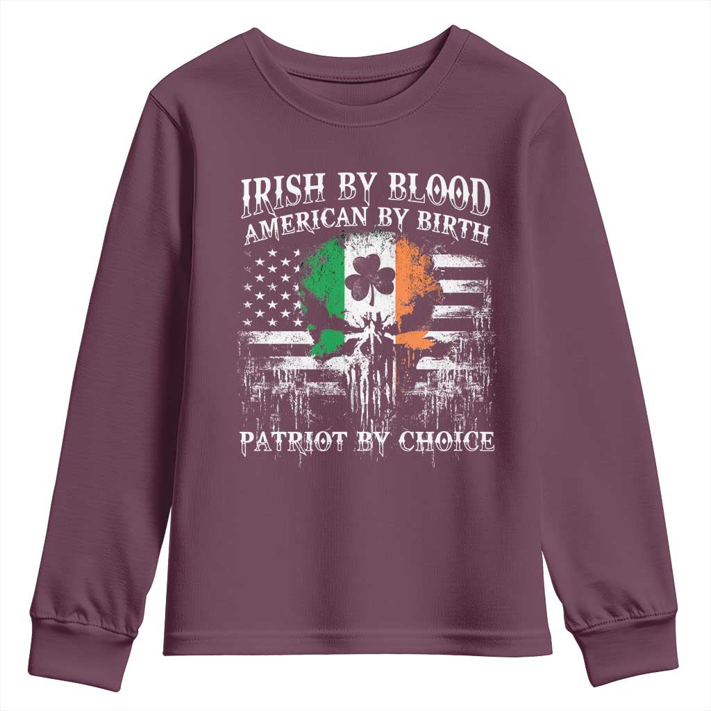 Irish American Youth Sweatshirt Irish By Blood American By Birth Patriot By Choice TS09 Maroon Print Your Wear