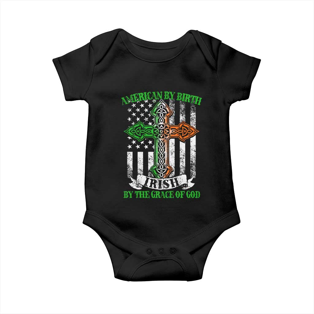 American By Birth Irish By The Grace Of God Baby Onesie TS09 Black Print Your Wear