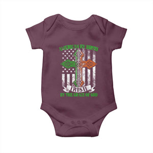 American By Birth Irish By The Grace Of God Baby Onesie TS09 Maroon Print Your Wear