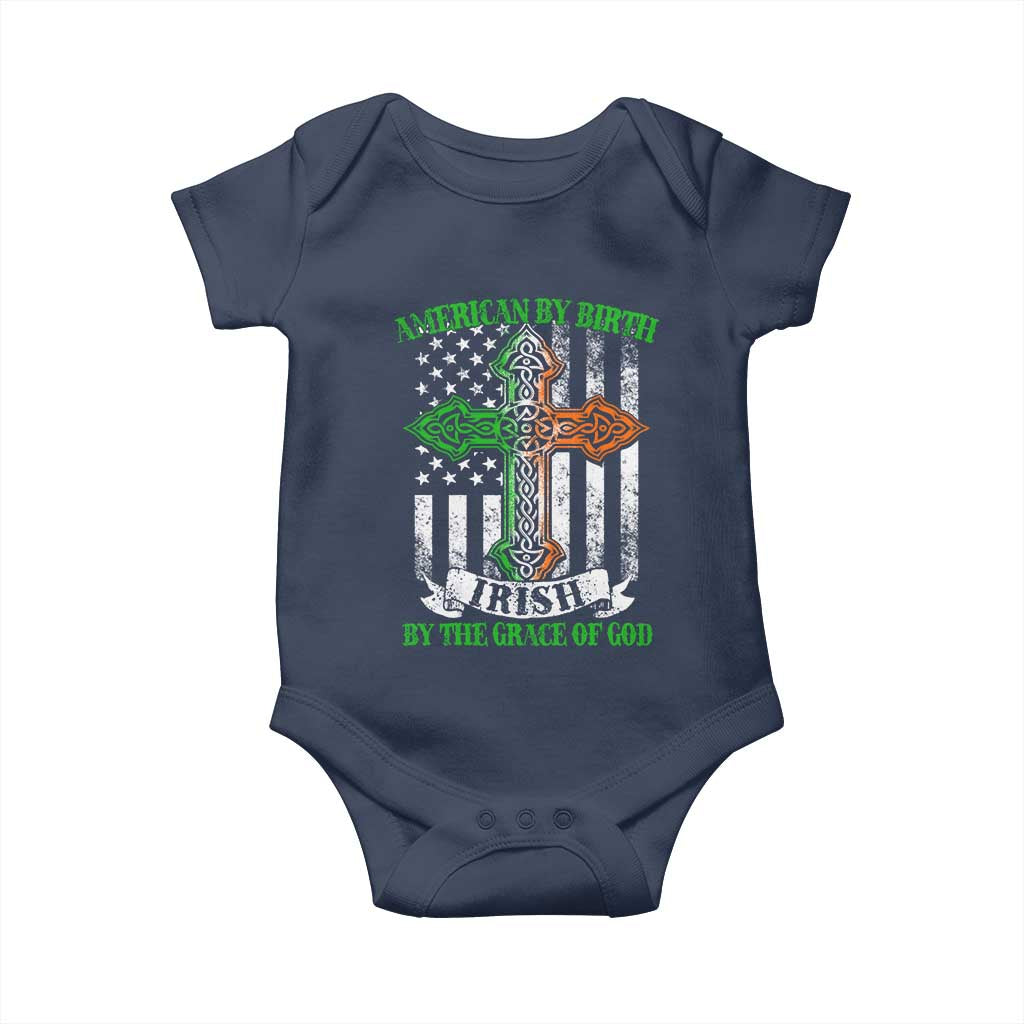 American By Birth Irish By The Grace Of God Baby Onesie TS09 Navy Print Your Wear