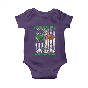 American By Birth Irish By The Grace Of God Baby Onesie TS09 Purple Print Your Wear