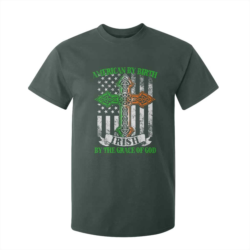 American By Birth Irish By The Grace Of God T Shirt For Kid TS09 Dark Forest Green Print Your Wear