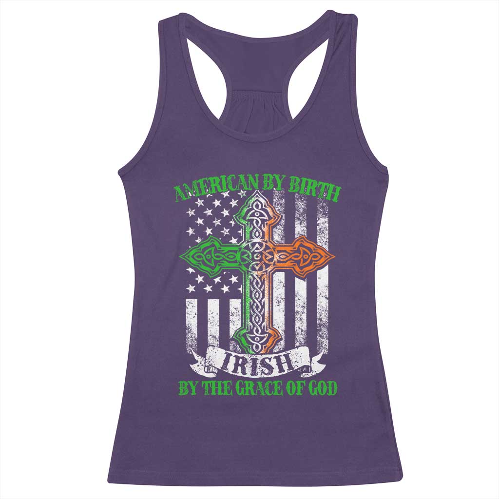 American By Birth Irish By The Grace Of God Racerback Tank Top TS09 Purple Print Your Wear