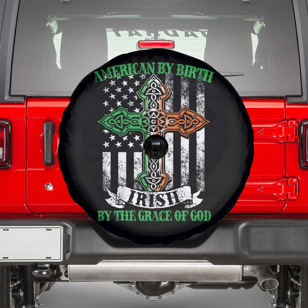 American By Birth Irish By The Grace Of God Spare Tire Cover TS09 Black Print Your Wear