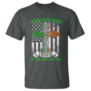 American By Birth Irish By The Grace Of God T Shirt TS09 Dark Heather Print Your Wear
