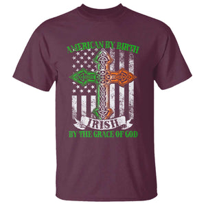 American By Birth Irish By The Grace Of God T Shirt TS09 Maroon Print Your Wear