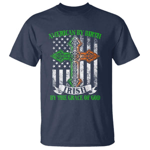 American By Birth Irish By The Grace Of God T Shirt TS09 Navy Print Your Wear