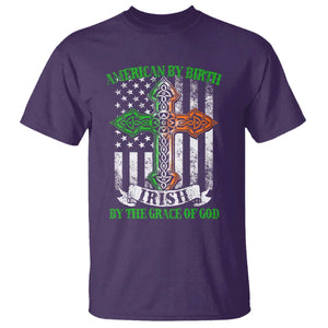 American By Birth Irish By The Grace Of God T Shirt TS09 Purple Print Your Wear