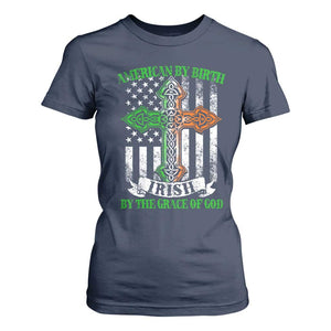 American By Birth Irish By The Grace Of God T Shirt For Women TS09 Navy Print Your Wear