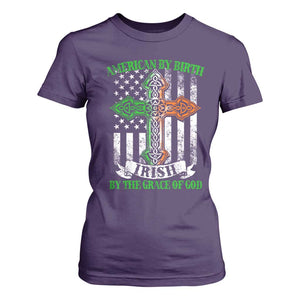 American By Birth Irish By The Grace Of God T Shirt For Women TS09 Purple Print Your Wear