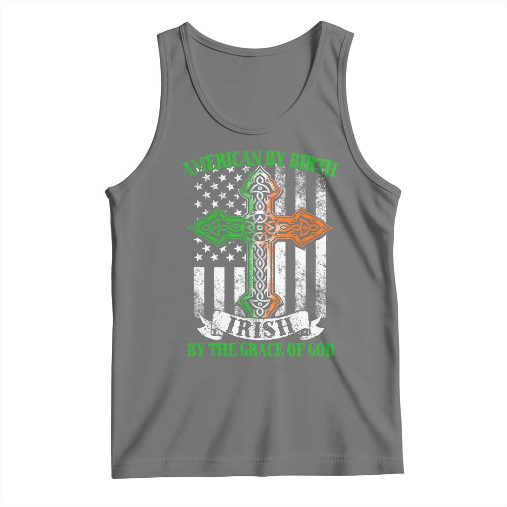 American By Birth Irish By The Grace Of God Tank Top TS09 Black Heather Print Your Wear