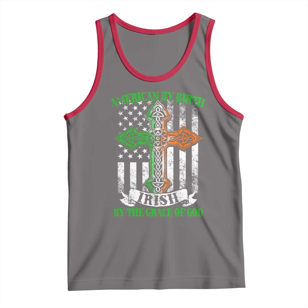 American By Birth Irish By The Grace Of God Tank Top TS09 Deep Heather Red Print Your Wear