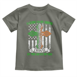 American By Birth Irish By The Grace Of God Toddler T Shirt TS09 Military Green Print Your Wear