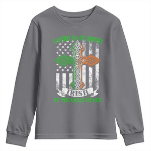 American By Birth Irish By The Grace Of God Youth Sweatshirt TS09 Charcoal Print Your Wear