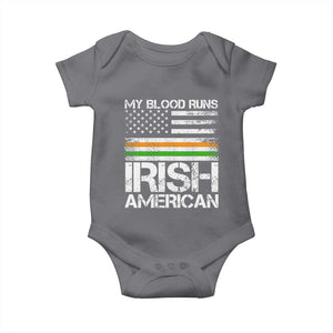 Irish American Pride Baby Onesie My Blood Runs Ireland America Flag TS09 Charcoal Print Your Wear