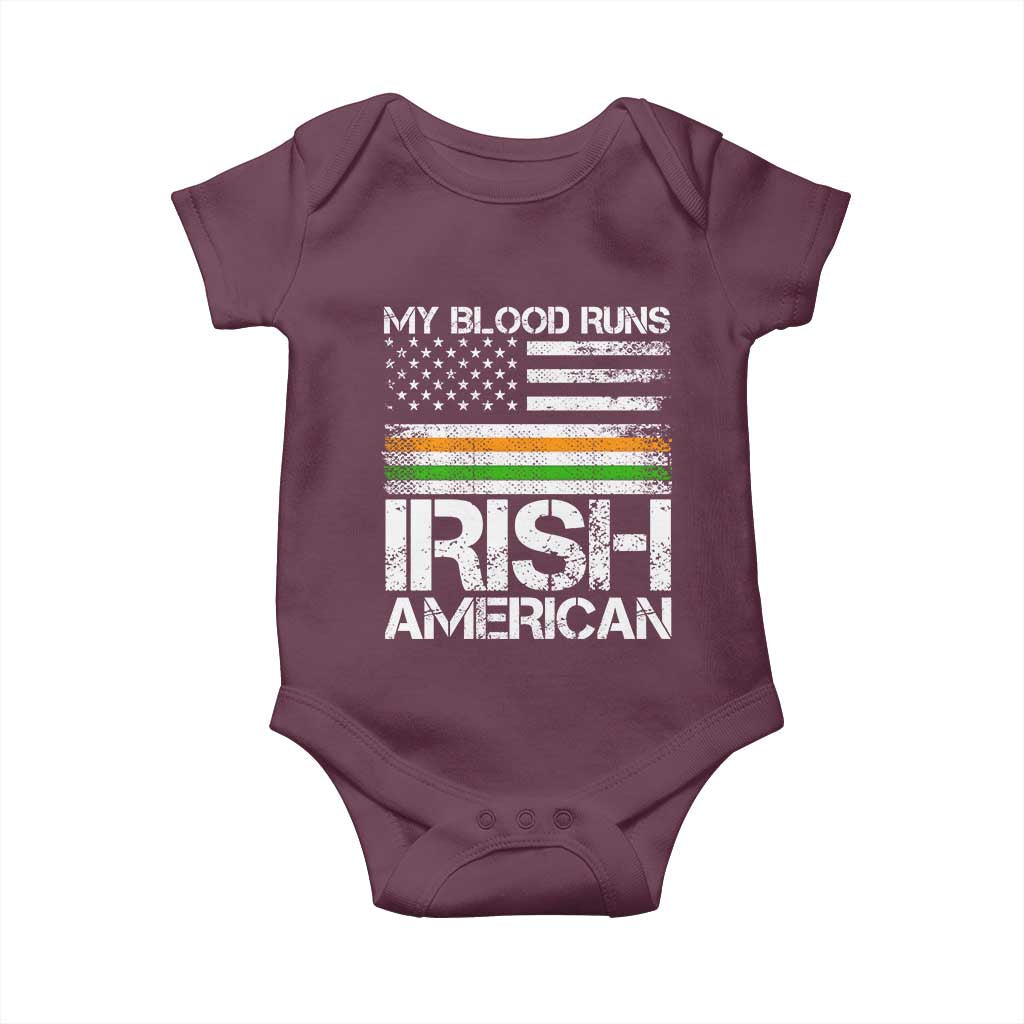 Irish American Pride Baby Onesie My Blood Runs Ireland America Flag TS09 Maroon Print Your Wear