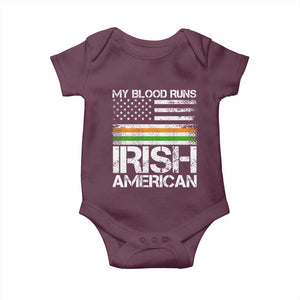 Irish American Pride Baby Onesie My Blood Runs Ireland America Flag TS09 Maroon Print Your Wear