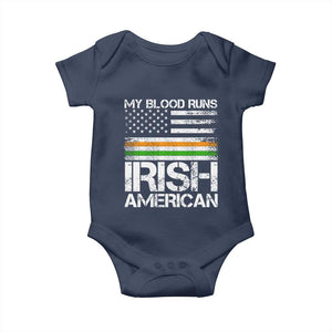 Irish American Pride Baby Onesie My Blood Runs Ireland America Flag TS09 Navy Print Your Wear
