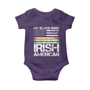 Irish American Pride Baby Onesie My Blood Runs Ireland America Flag TS09 Purple Print Your Wear