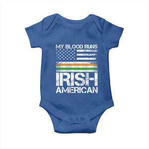 Irish American Pride Baby Onesie My Blood Runs Ireland America Flag TS09 Royal Blue Print Your Wear
