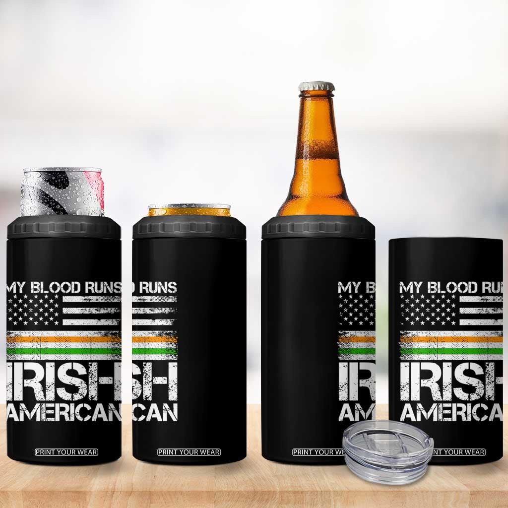 Irish American Pride 4 in 1 Can Cooler Tumbler My Blood Runs Ireland America Flag TS09 Print Your Wear