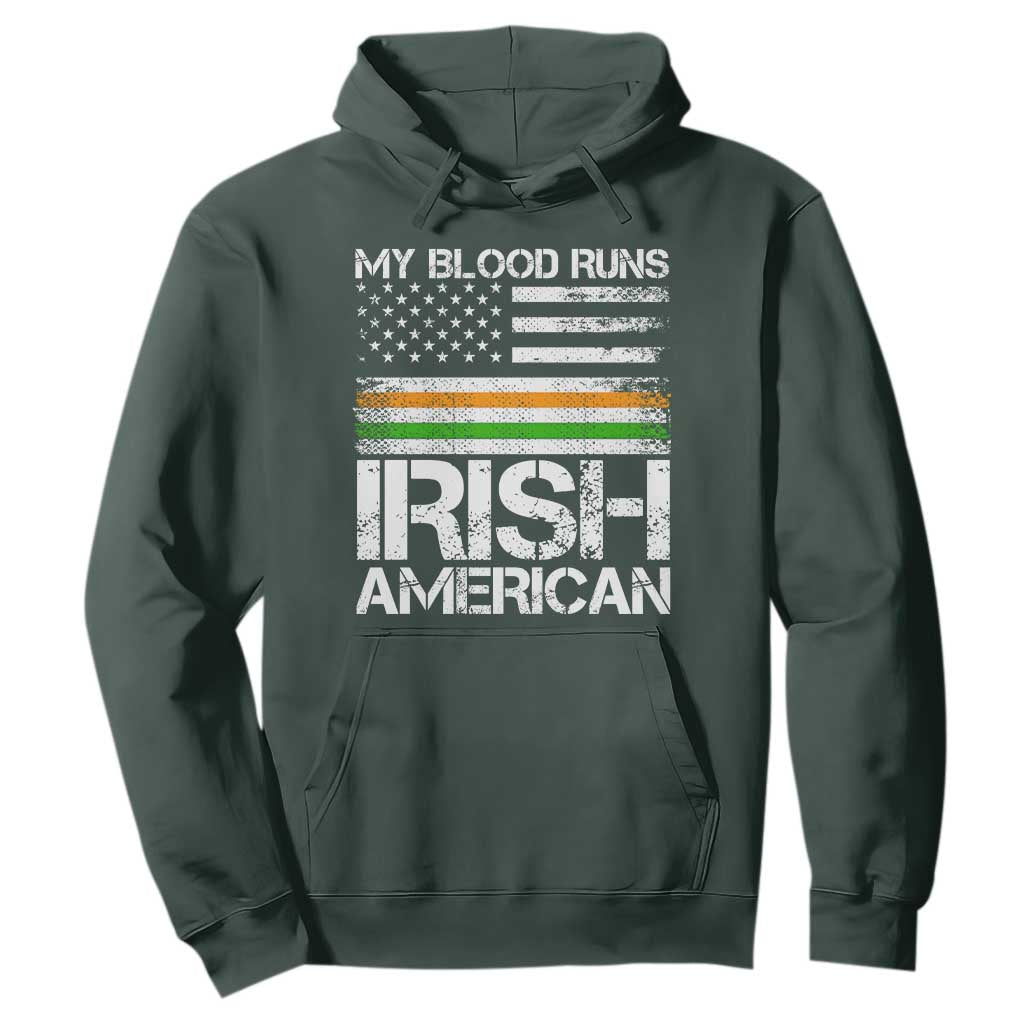 Irish American Pride Hoodie My Blood Runs Ireland America Flag TS09 Dark Forest Green Print Your Wear