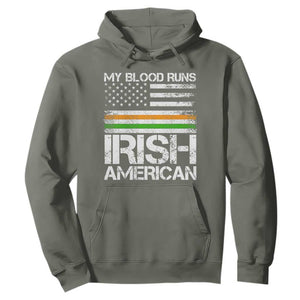 Irish American Pride Hoodie My Blood Runs Ireland America Flag TS09 Military Green Print Your Wear