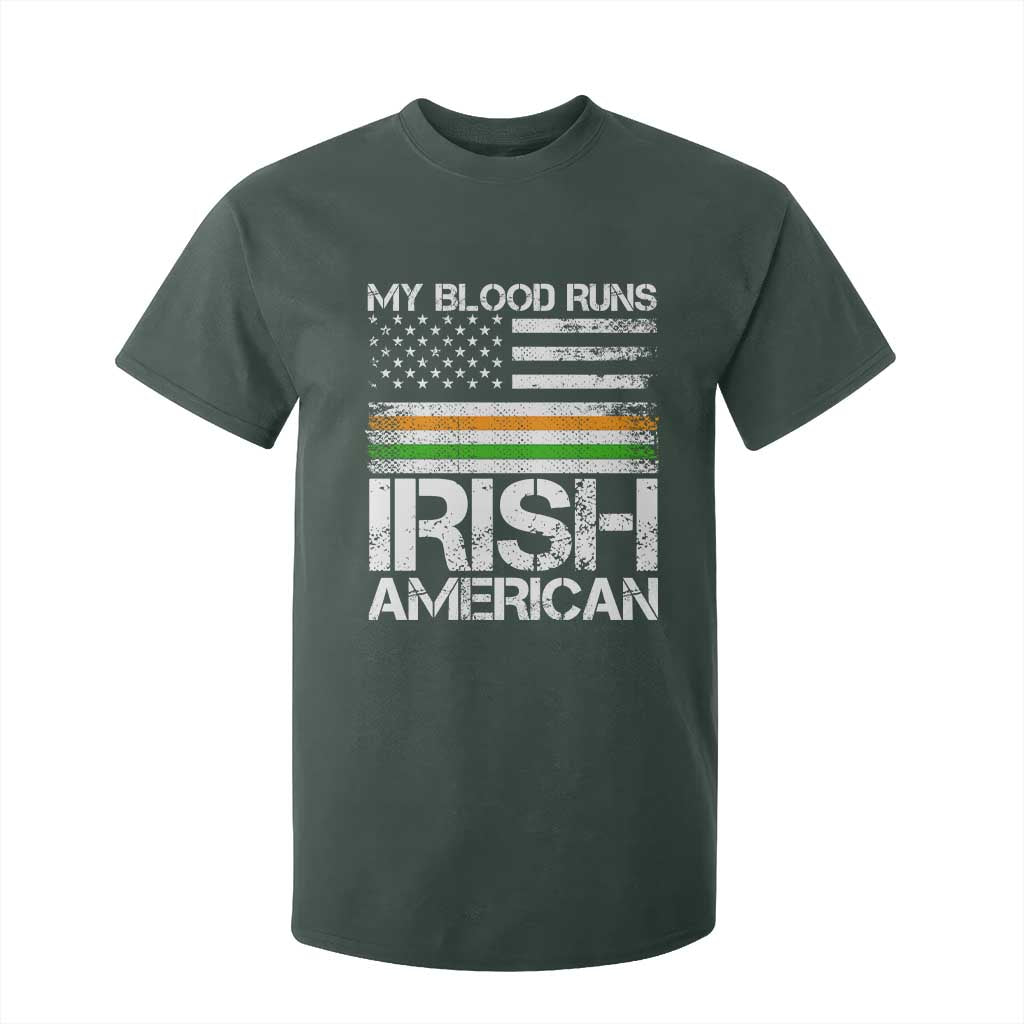 Irish American Pride T Shirt For Kid My Blood Runs Ireland America Flag TS09 Dark Forest Green Print Your Wear