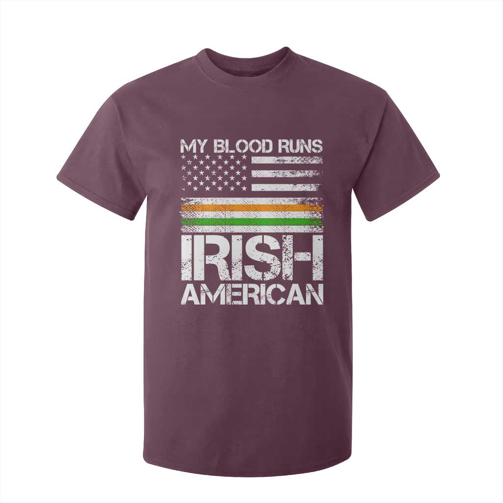 Irish American Pride T Shirt For Kid My Blood Runs Ireland America Flag TS09 Maroon Print Your Wear