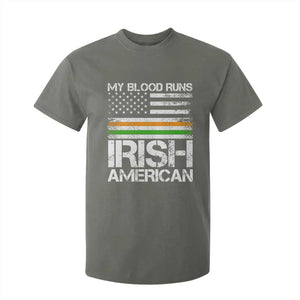Irish American Pride T Shirt For Kid My Blood Runs Ireland America Flag TS09 Military Green Print Your Wear