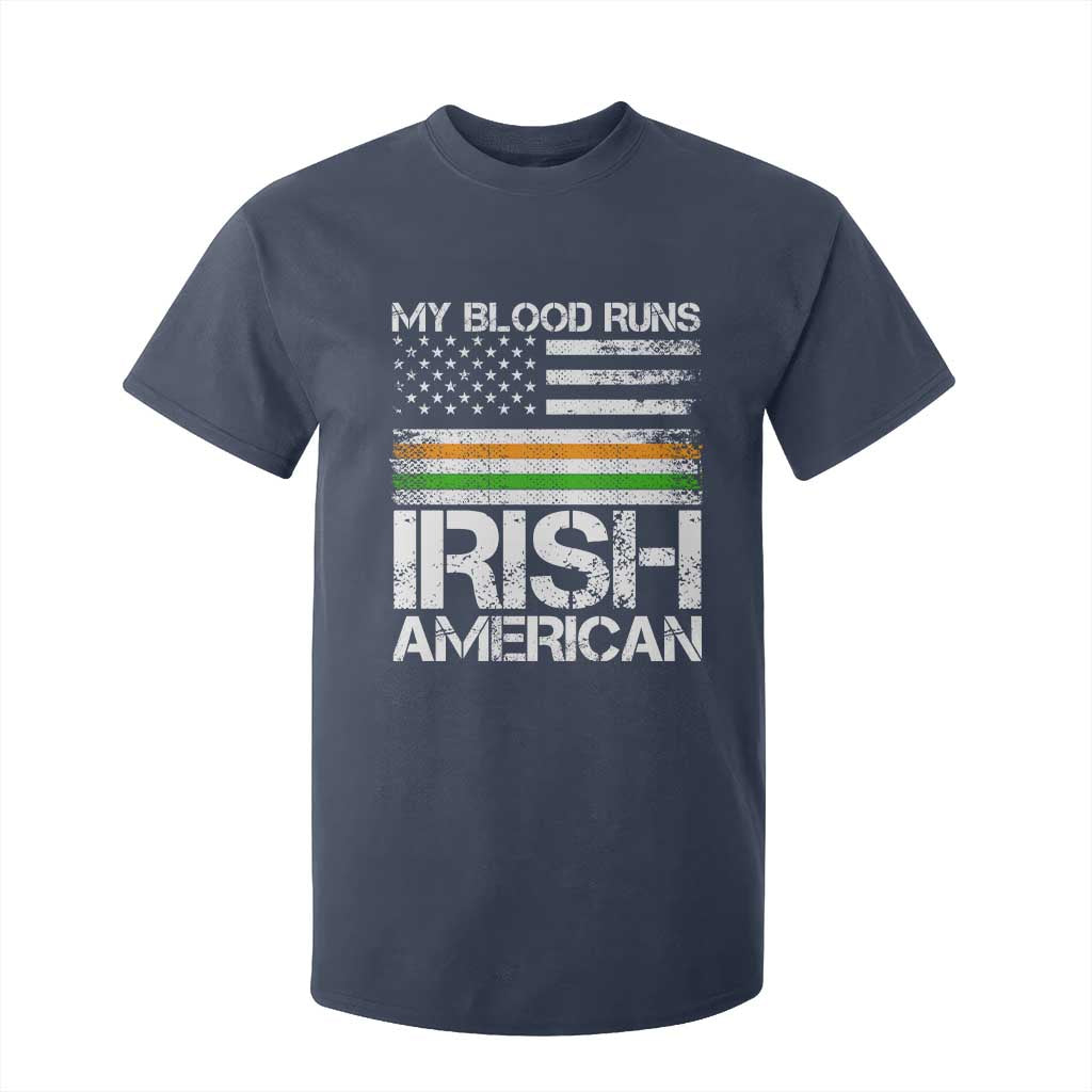 Irish American Pride T Shirt For Kid My Blood Runs Ireland America Flag TS09 Navy Print Your Wear