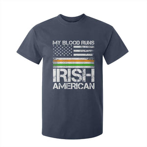 Irish American Pride T Shirt For Kid My Blood Runs Ireland America Flag TS09 Navy Print Your Wear