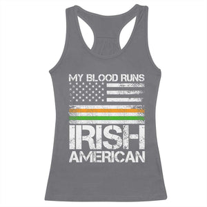 Irish American Pride Racerback Tank Top My Blood Runs Ireland America Flag TS09 Charcoal Print Your Wear