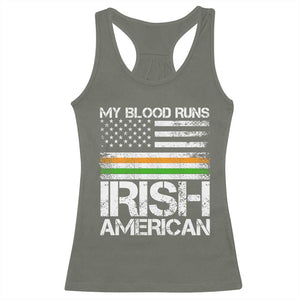 Irish American Pride Racerback Tank Top My Blood Runs Ireland America Flag TS09 Military Green Print Your Wear