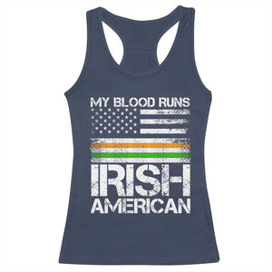 Irish American Pride Racerback Tank Top My Blood Runs Ireland America Flag TS09 Navy Print Your Wear
