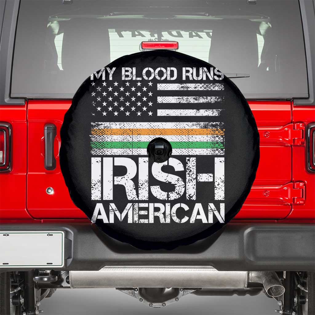 Irish American Pride Spare Tire Cover My Blood Runs Ireland America Flag TS09 Black Print Your Wear