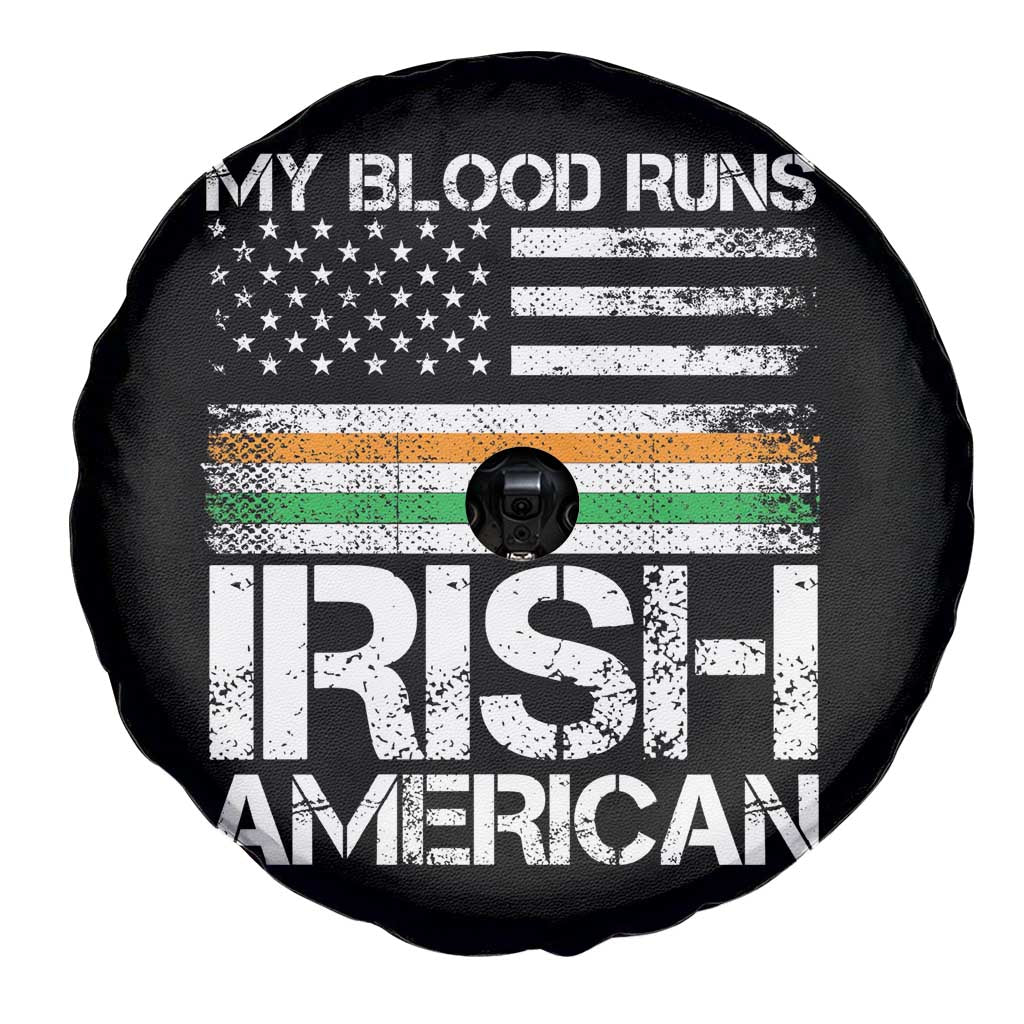Irish American Pride Spare Tire Cover My Blood Runs Ireland America Flag TS09 Print Your Wear