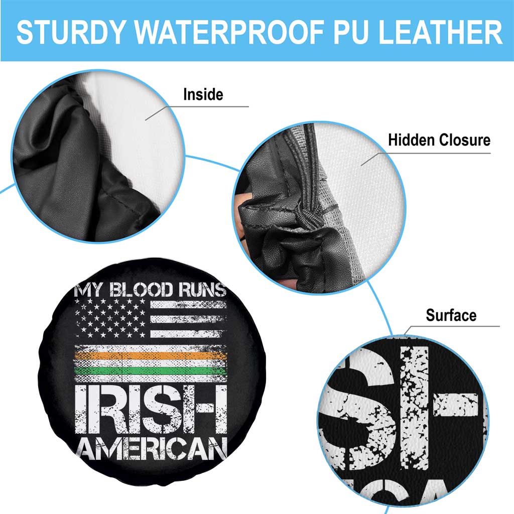Irish American Pride Spare Tire Cover My Blood Runs Ireland America Flag TS09 Print Your Wear