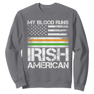 Irish American Pride Sweatshirt My Blood Runs Ireland America Flag TS09 Charcoal Print Your Wear