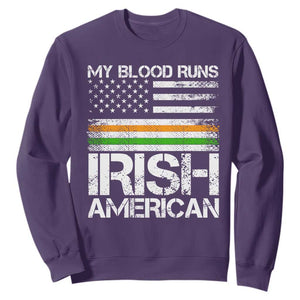 Irish American Pride Sweatshirt My Blood Runs Ireland America Flag TS09 Purple Print Your Wear