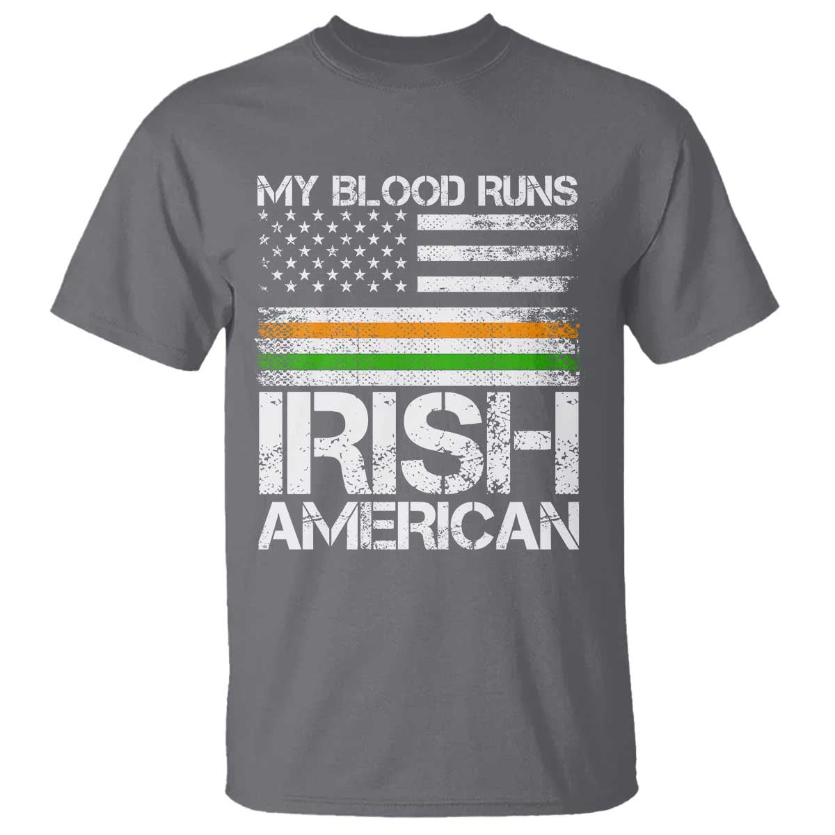 Irish American Pride T Shirt My Blood Runs Ireland America Flag TS09 Charcoal Print Your Wear