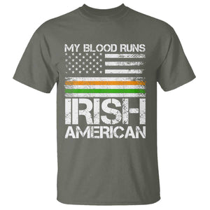 Irish American Pride T Shirt My Blood Runs Ireland America Flag TS09 Military Green Print Your Wear